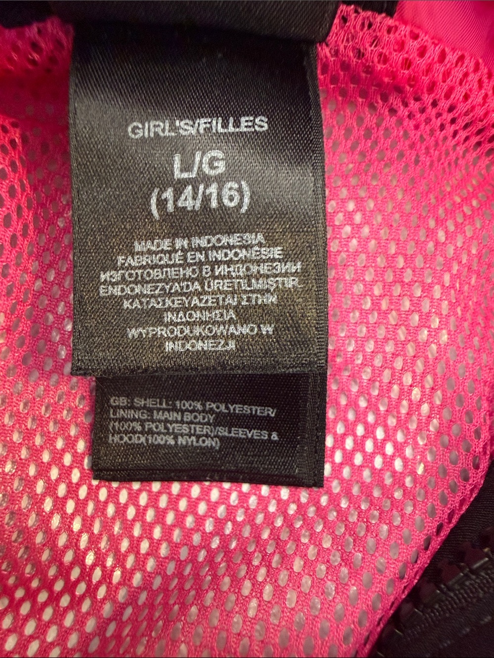 The North Face Black & Hot Pink Hooded Kids Raincoat - Picture 3 of 10